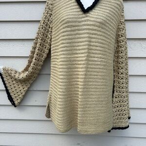 Handmade long sleeve tunic gold and black sweater. Size XL.